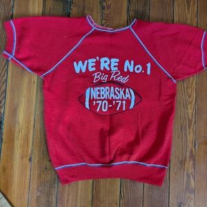 Vintage 70s Nebraska Cornhuskers Football Short Sleeve Sweatshirt S Sports